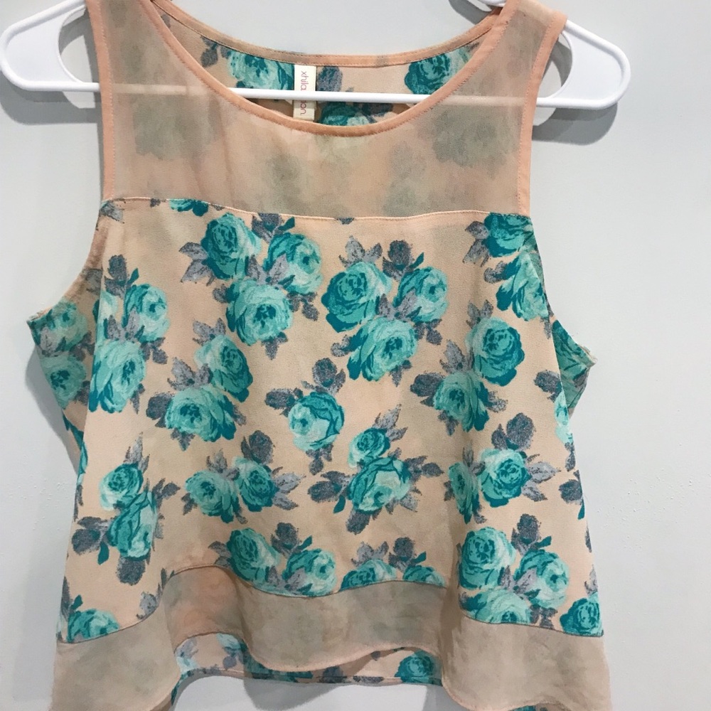 🌸 pink & blue floral tank top 🌸
